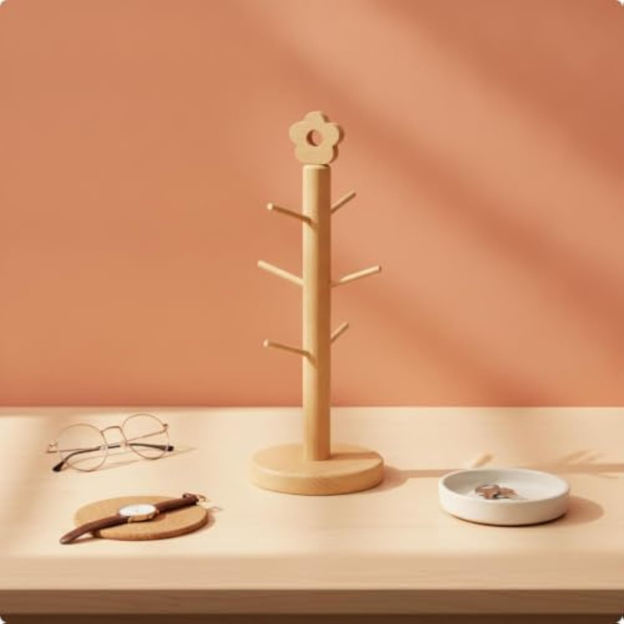 Freestanding Key Holder with Peg Arms, Upright